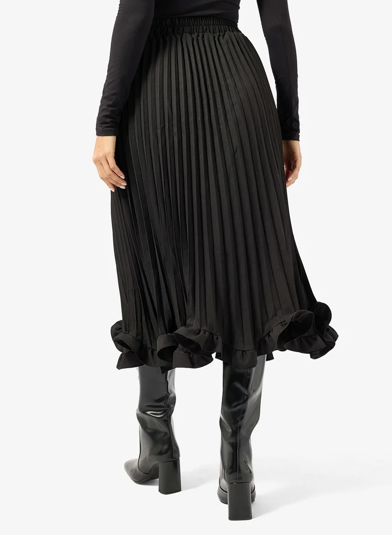 Ella  Pleated Skirt Wirh Ruffle Hem for Women | Best Price UAE